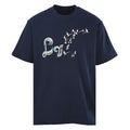 Gradient Color Line Sailboat and Bird Embroidery Short-Sleeve T-Shirt