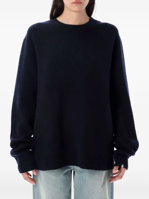 extreme cashmere ribbed round-neck sweater