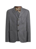 ETRO single-breasted jacket in plain-coloured wool-blend flannel