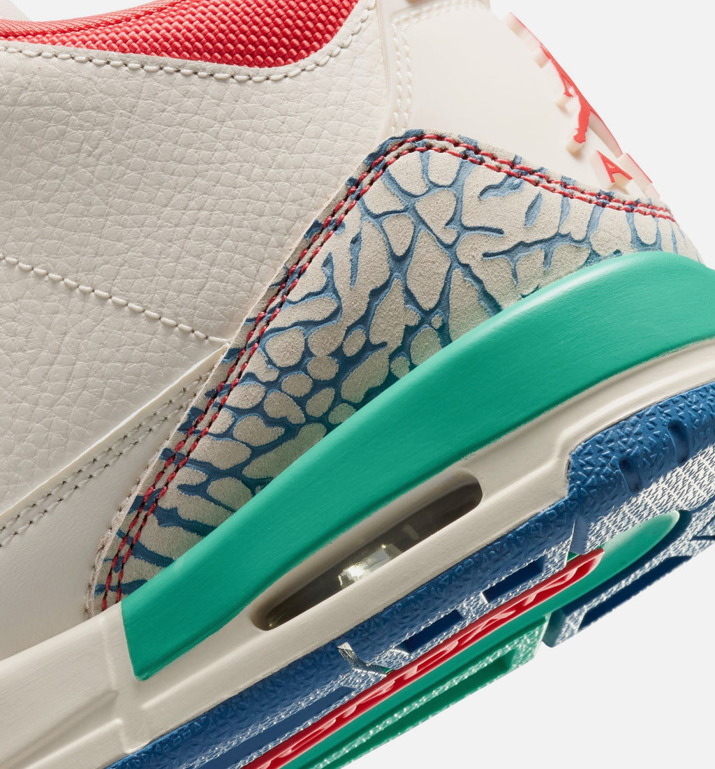 Air Jordan 3 Retro Play Your Way Grade School Sneakers - Chalk/Track Red/True Blue/Kinetic Green