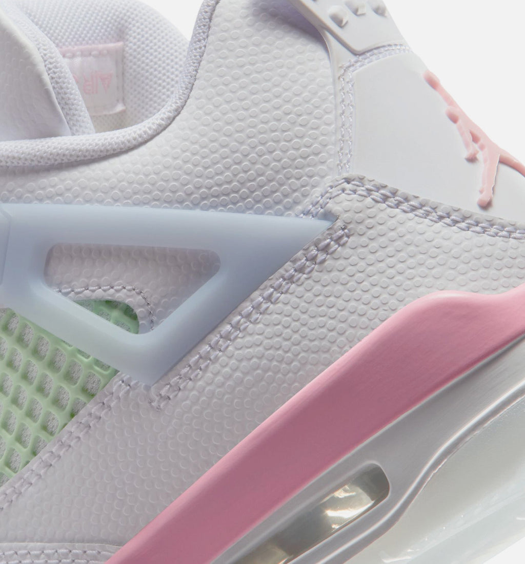 Air Jordan 4 Retro Medium Soft Pink Big Kids' Lifestyle Shoes - White/Medium Soft Pink/Half Blue