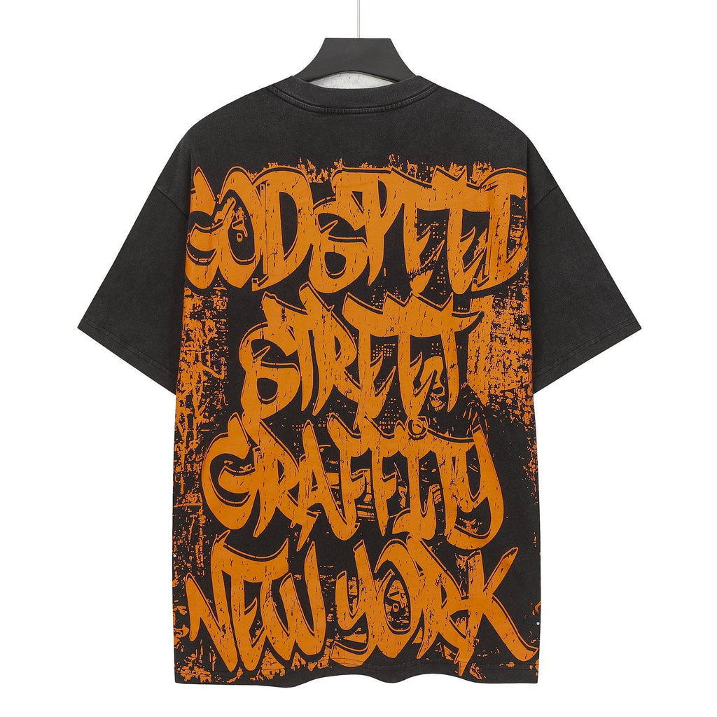 Godspeed Street Graffiti Skeleton Car Graphic T-Shirt