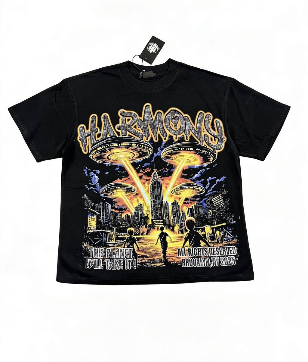 HARMONY New Age UFO City Graphic Short-Sleeve T-Shirt