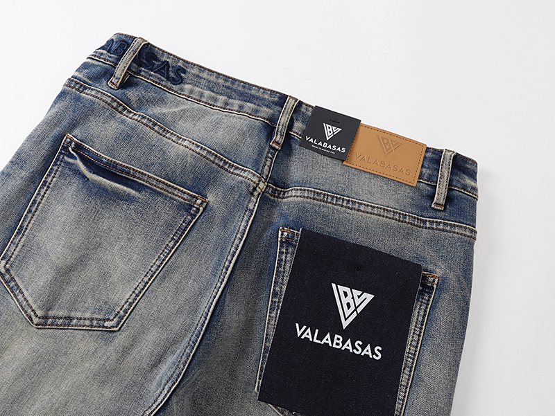 VALABASAS Washed Distressed Blue Jeans