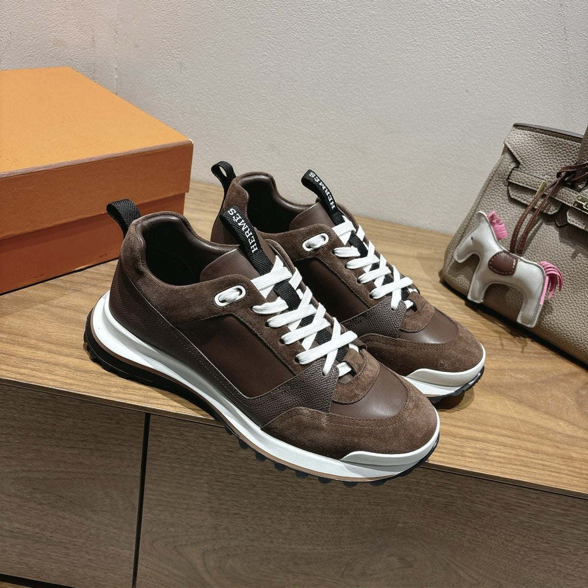 Hermes Brown Low-Top Sneakers