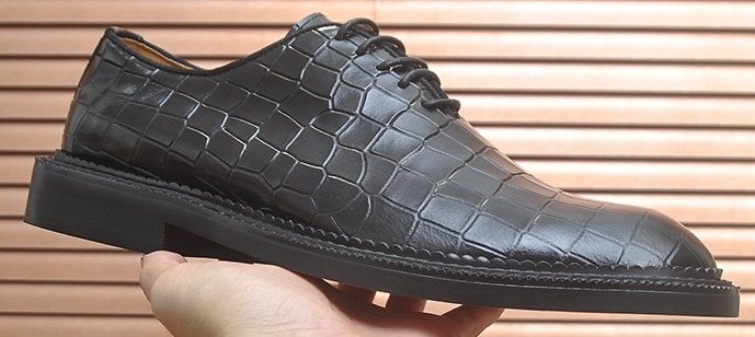 Christian Louboutin Men's Black Embossed Lace-Up Dress Shoes