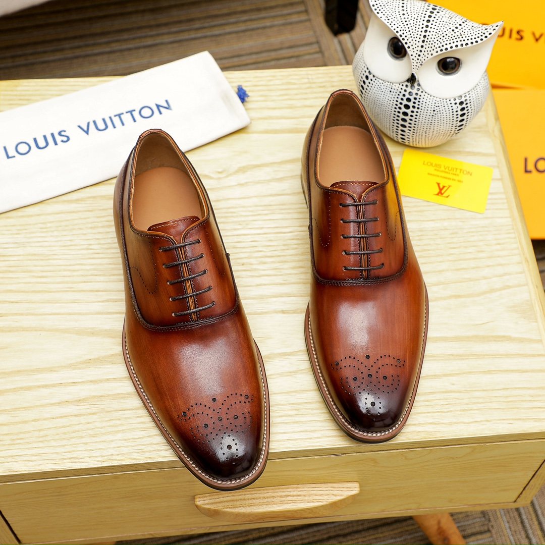 Louis Vuitton Men's Perforated Toe Lace-Up Dress Shoes
