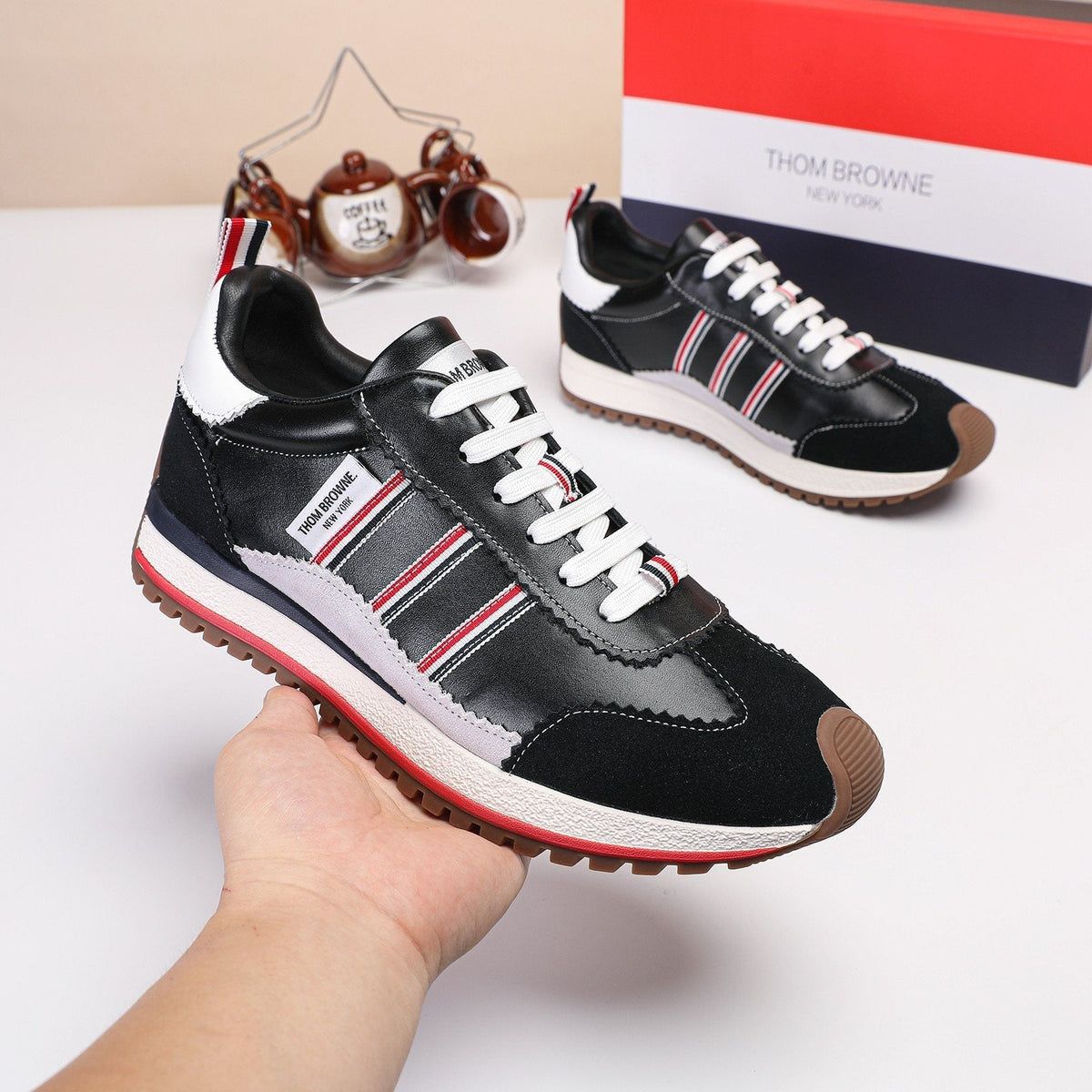 Thom Browne Low-Top Leather Sneakers