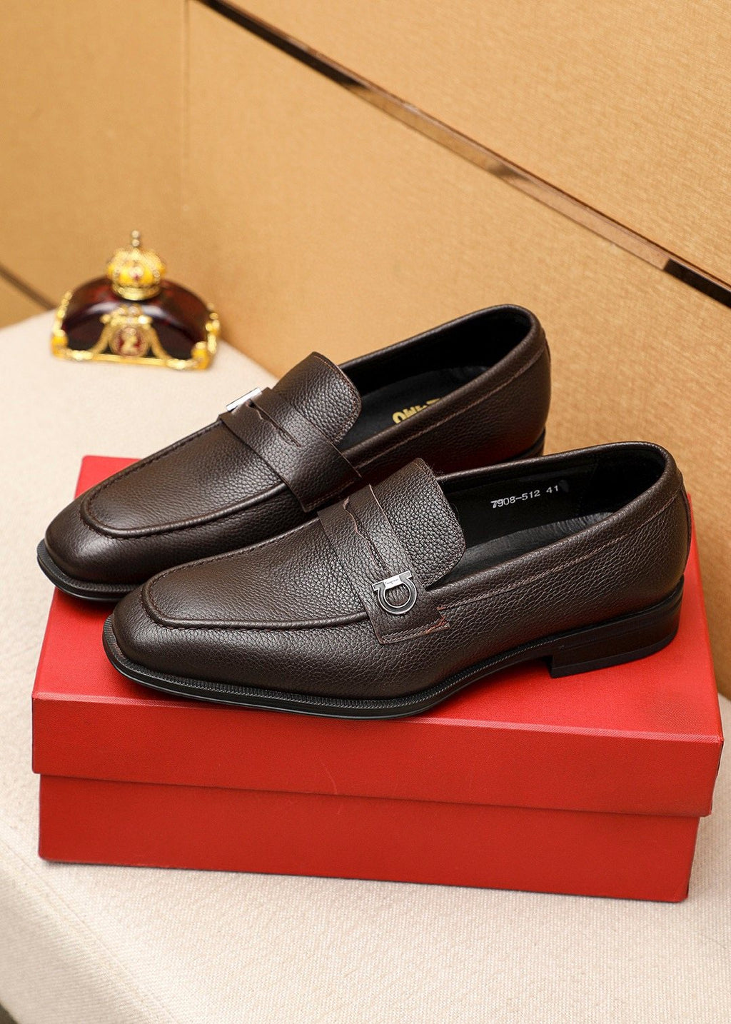 Ferragamo Men's Textured Metal-Accent Loafers